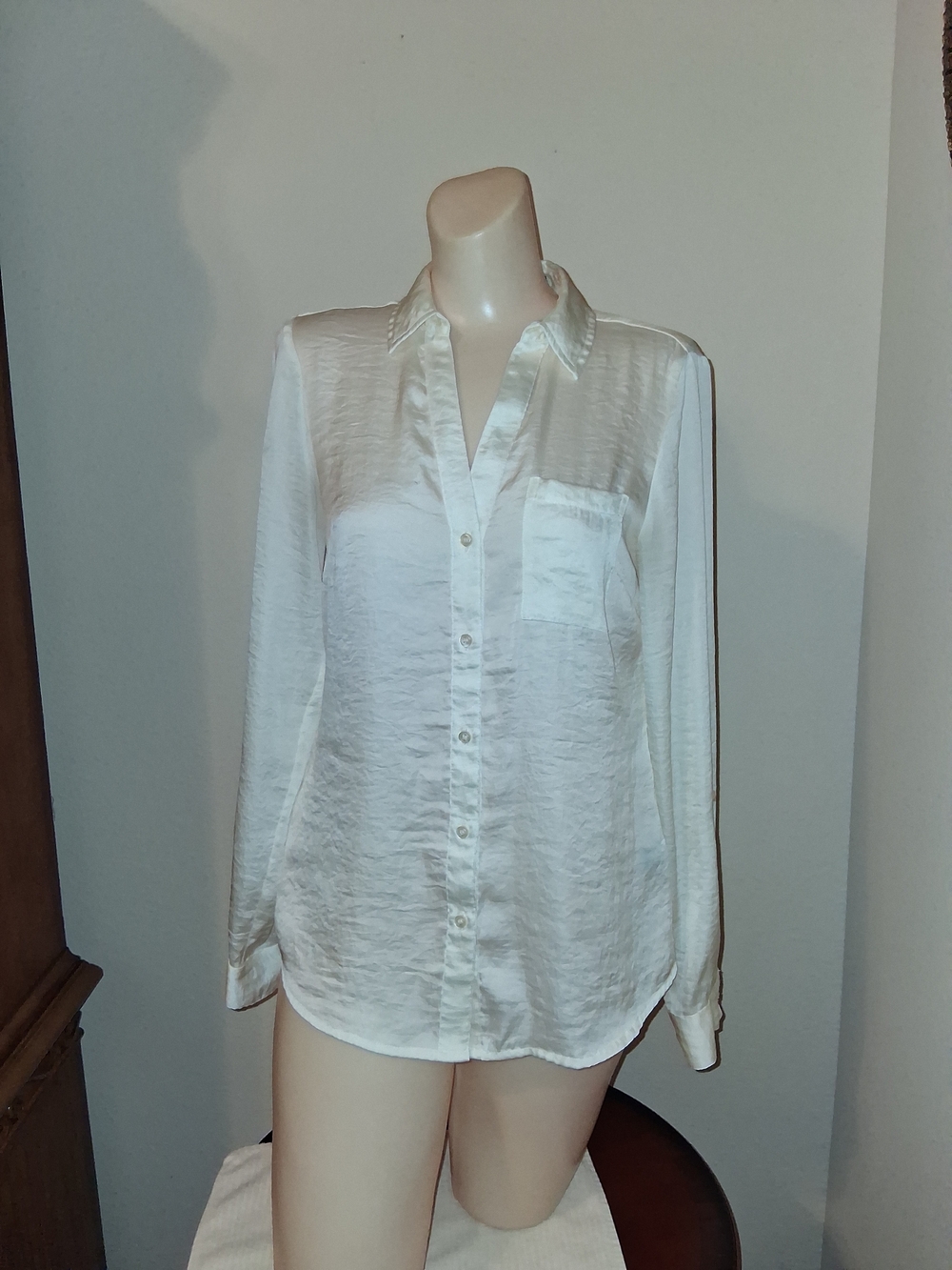 The Limited White Satin-Look Button Down Shirt